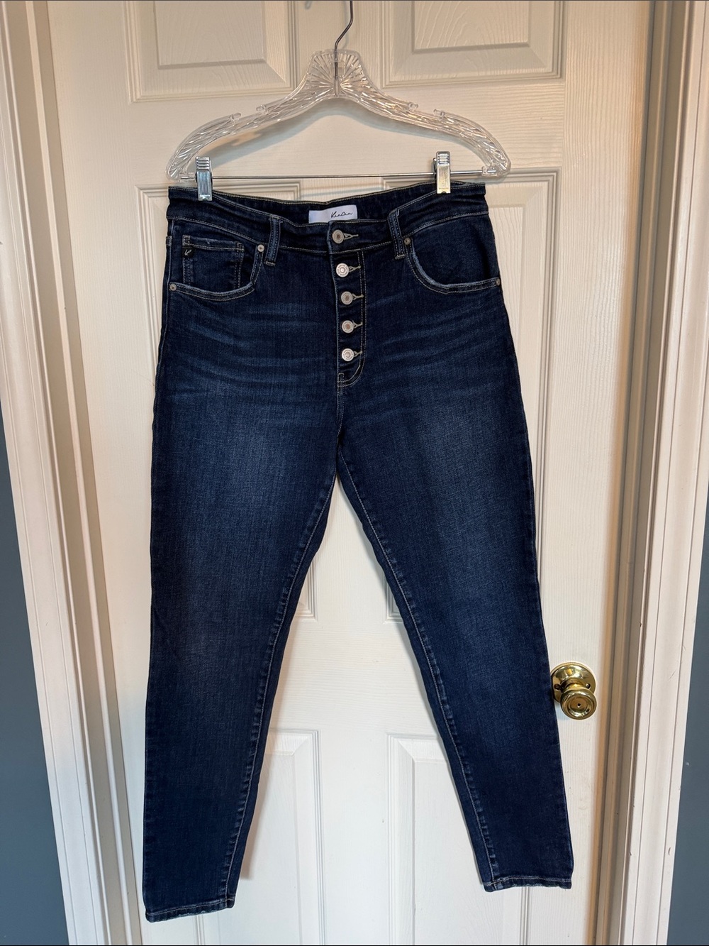 KanCan Dark Blue High-Rise Skinny Jeans with Button-Fly